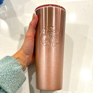 Metallic pink ombré Starbucks cold cup